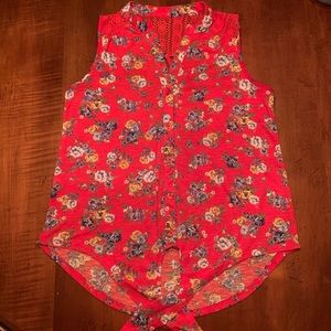 No Boundaries Res Floral Crochet Tank Top Small